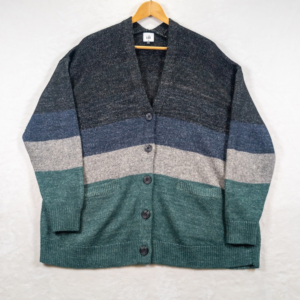 Cabi Button Front Cardigan Women M Tiered Oversized Fall Cabincore Downtown Girl